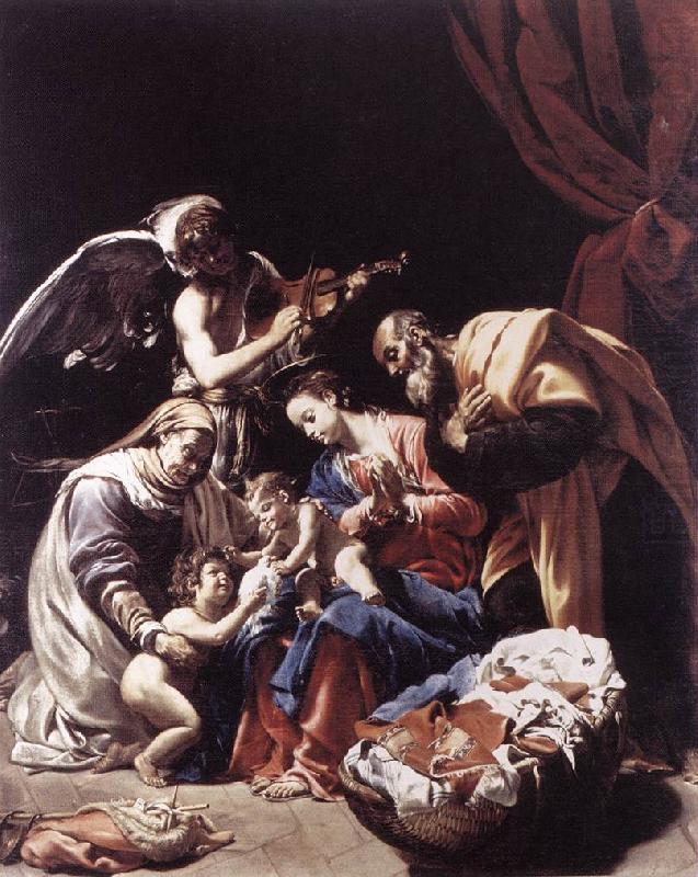 BORGIANNI, Orazio Holy Family with St Elizabeth, the Young St John the Baptist and an Angel